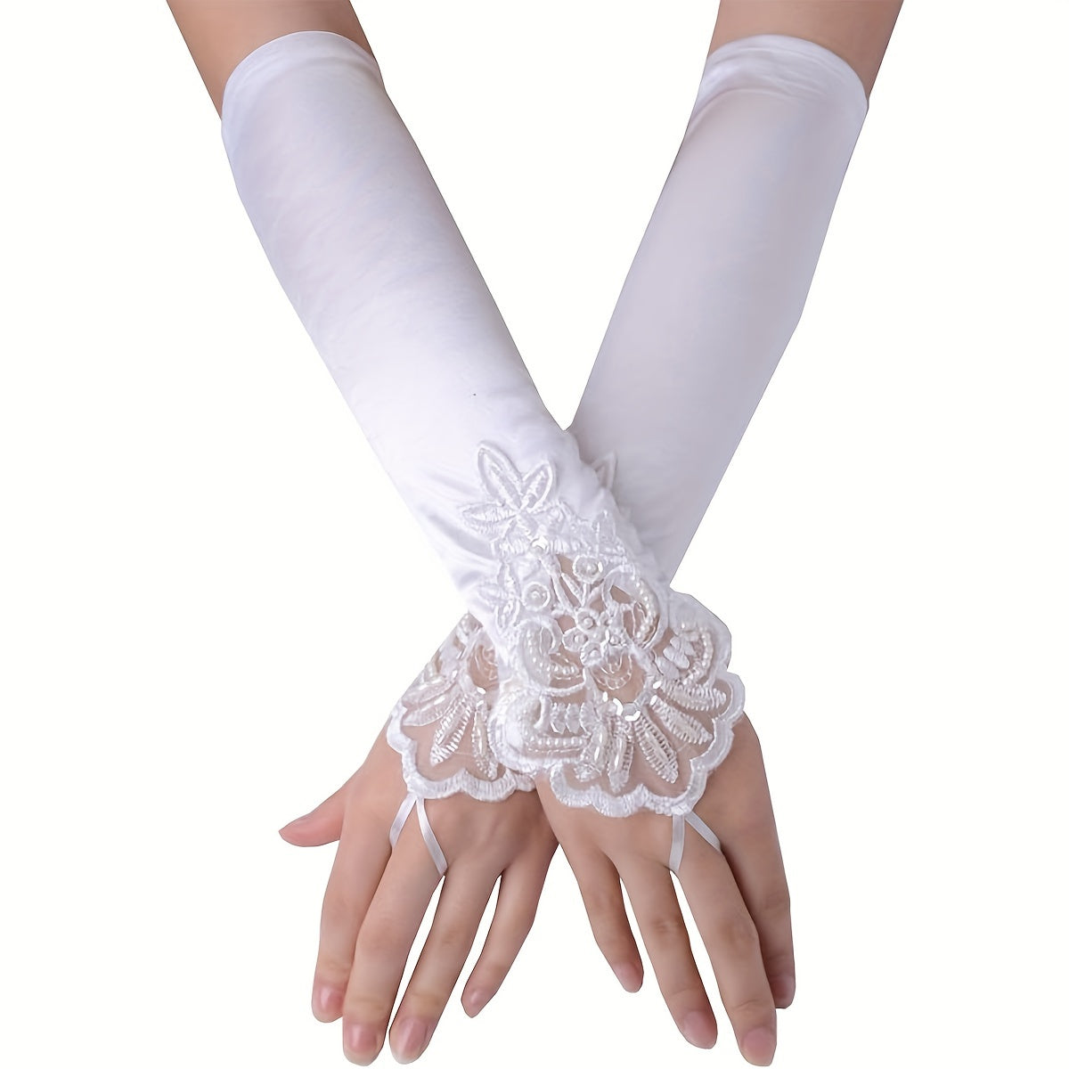 Ayollar uchun vintage satin barmoqsiz qo‘lqoplar, 2 ta paket, nafis elka uzunligi, opera, to‘ylar, Ona kuniga mos