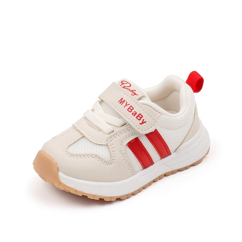 Unisex Toddler Sports Sneakers with Striped Fabric and Breathable Mesh for All-Season Walking