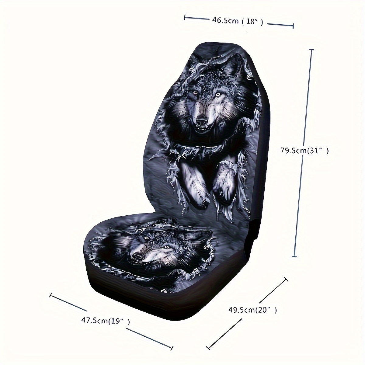 Wolf Print Car Seat Cover Polyester Lightweight All-Season Easy to Install and Clean