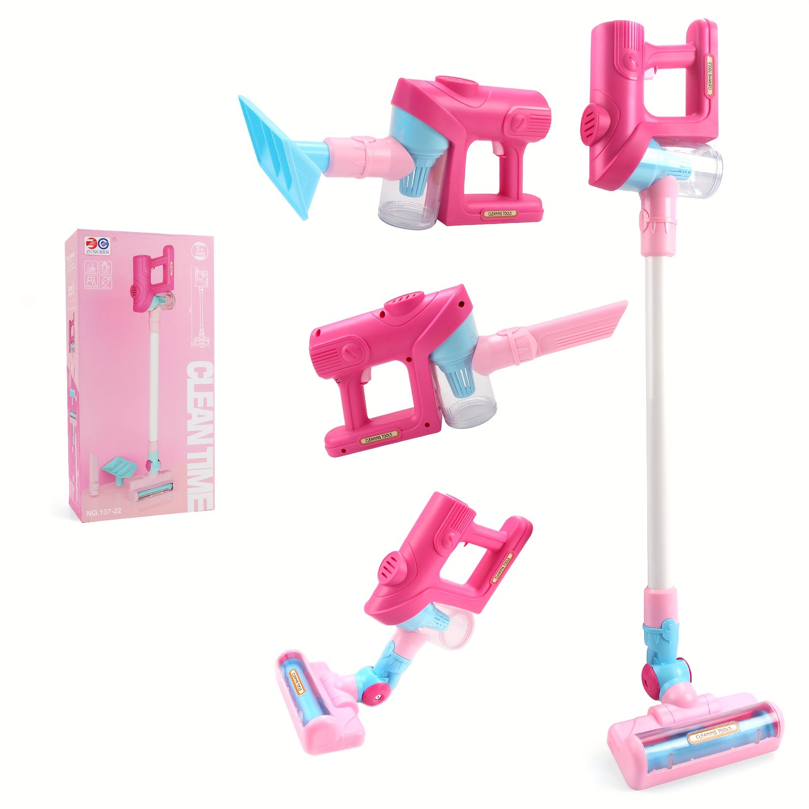 Kids Cleaning Toy with Lights and Music for Ages 3 Plus Green Pink