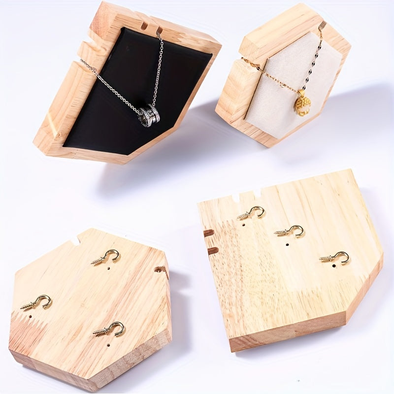 Wooden Jewelry Display Stand for Pendant Necklaces Round Polygonal Shape