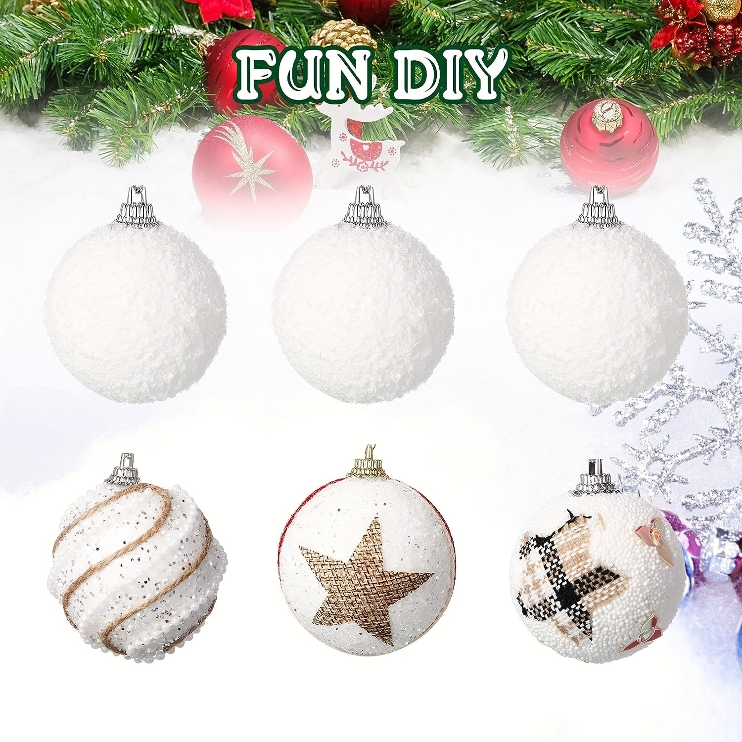 24 Christmas Snowball Ornaments Foam Balls for Tree Decoration 3.99cm
