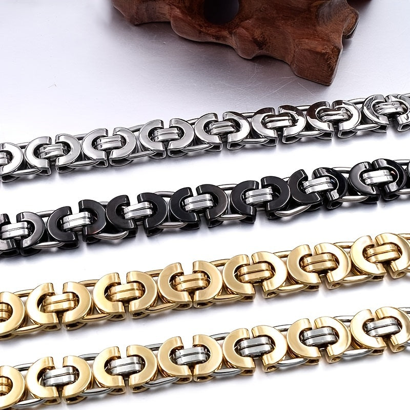 Модный египетский византийский плоский браслет и набор ожерелья, изготовленные из классической нержавеющей стали для мужчин.