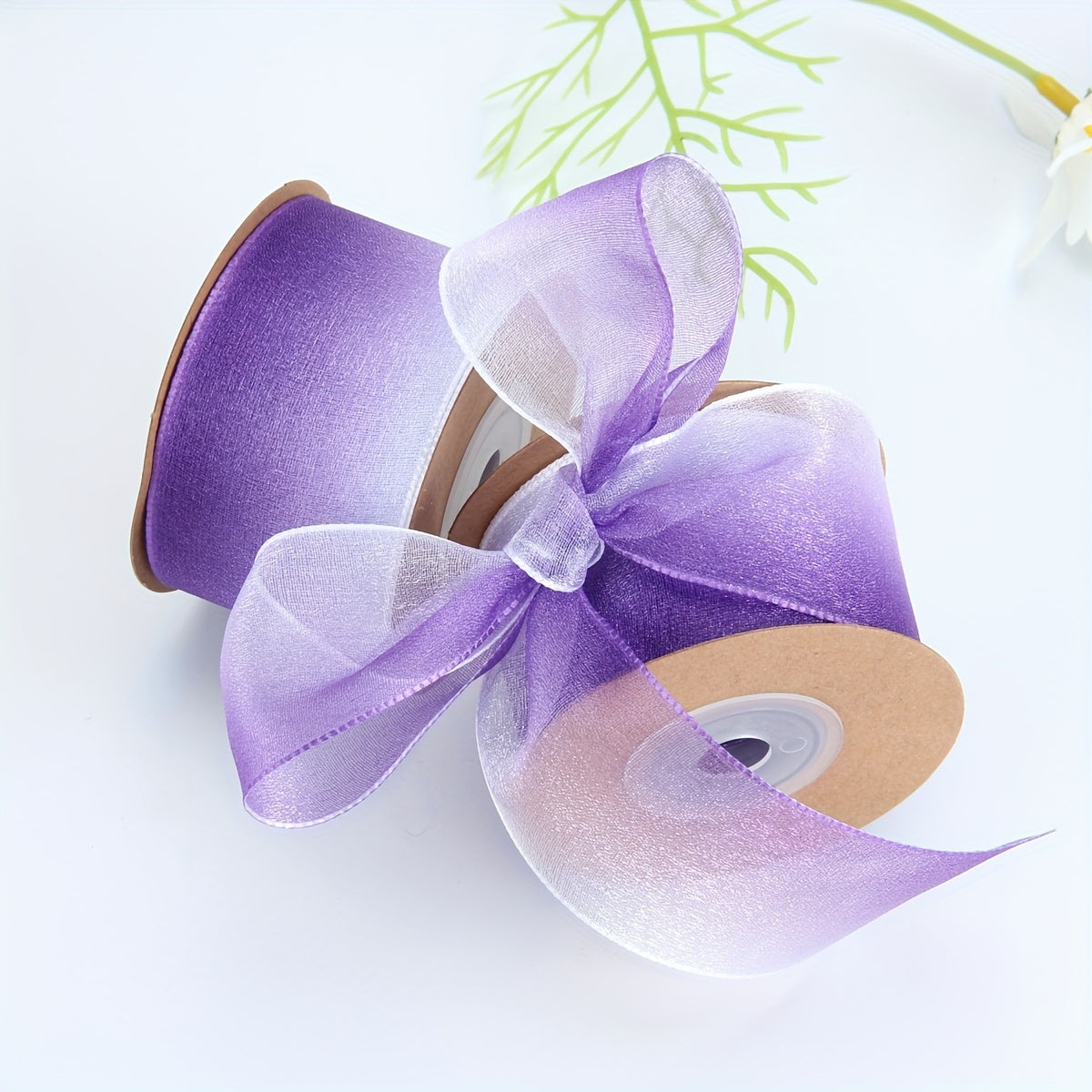 1 ta qatorli rang-barang gradient shaffof organza lenta DIY tort qadoqlash, sovg'a o'rash va bayram bezatish uchun