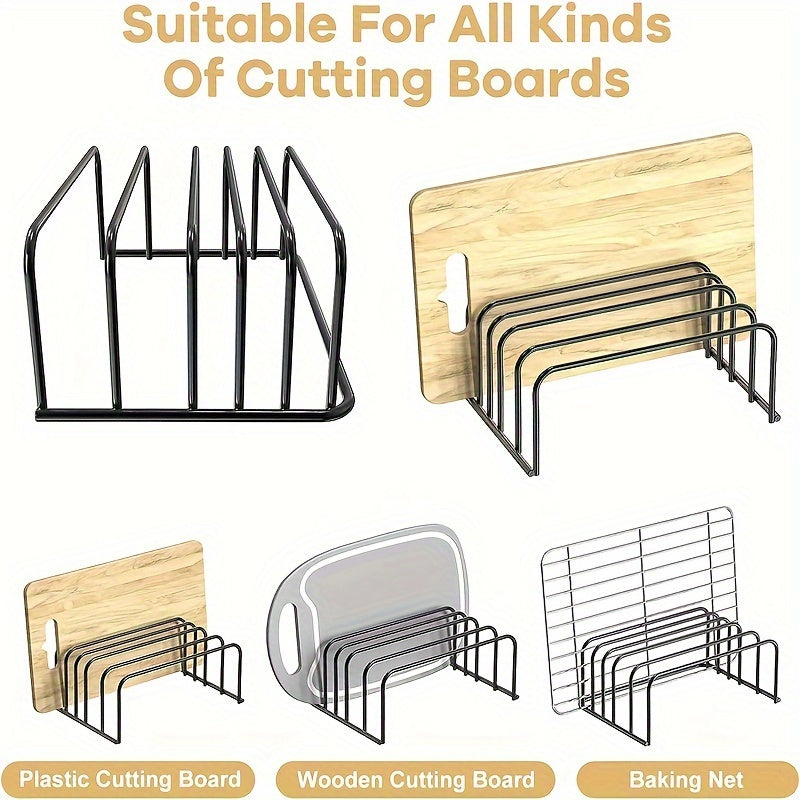 Zanglamas po'latdan yasalgan oshxona tashkilotchisi, ko'p qatlamli kesish taxtasi va qozon qopqog'i ushlagichi - foydalanish uchun qulay, oshxona saqlash uchun joyni tejaydigan dizayn.