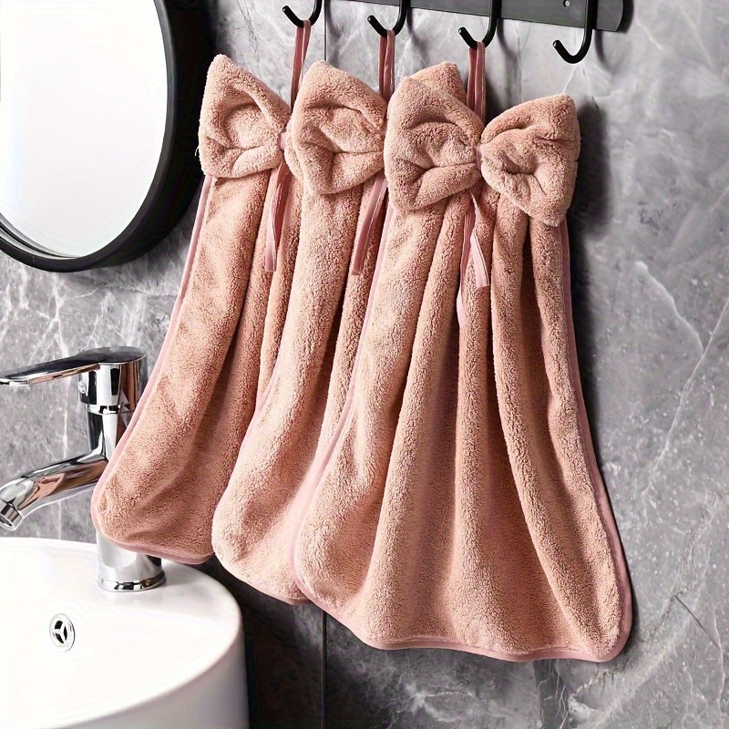 3-Piece Kitchen Towel Set Absorbent Quick-Drying Bowknot Skirt Pattern Household Cleaning