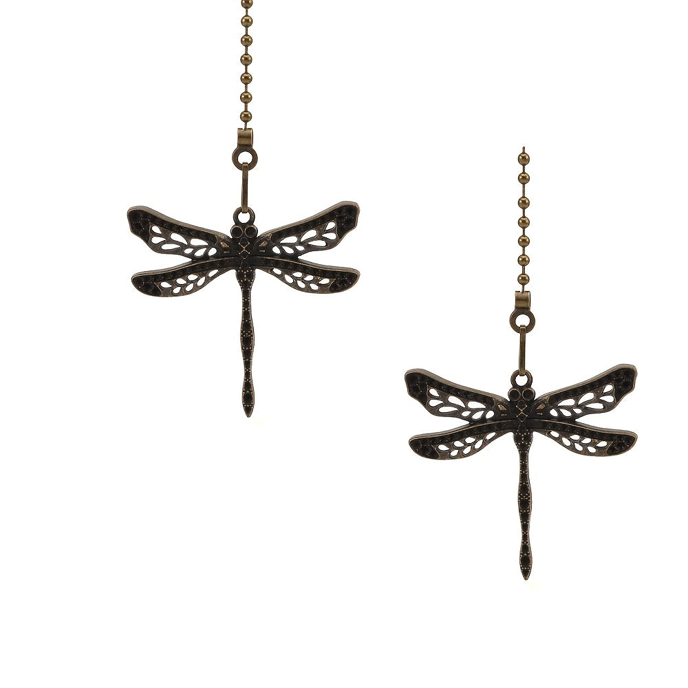 Metal Ceiling Fan Pull Chains with Dragonfly and Butterfly Pendants Set of 2 Decorative Light Switch Extensions