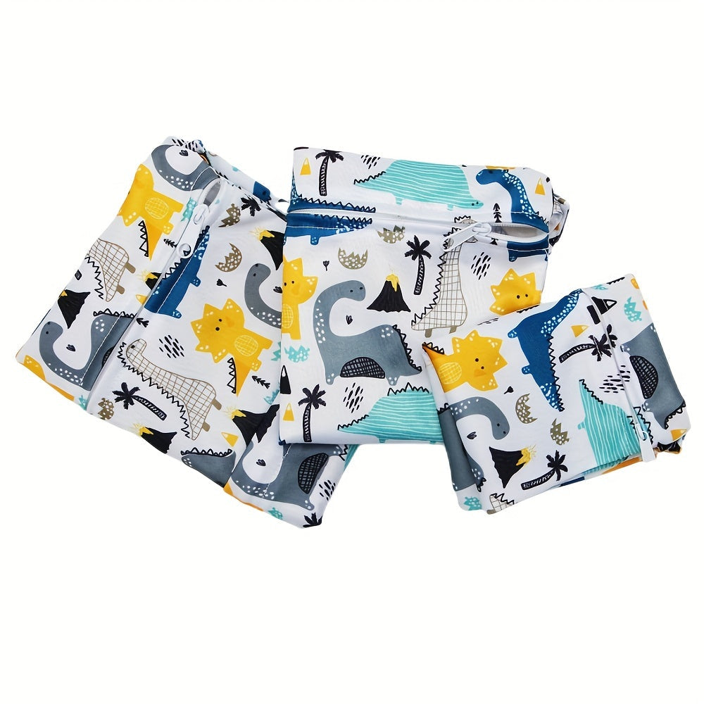 Set of 3 Waterproof Wet Bags for Diapers, Various Sizes, Baby Travel Organizer
