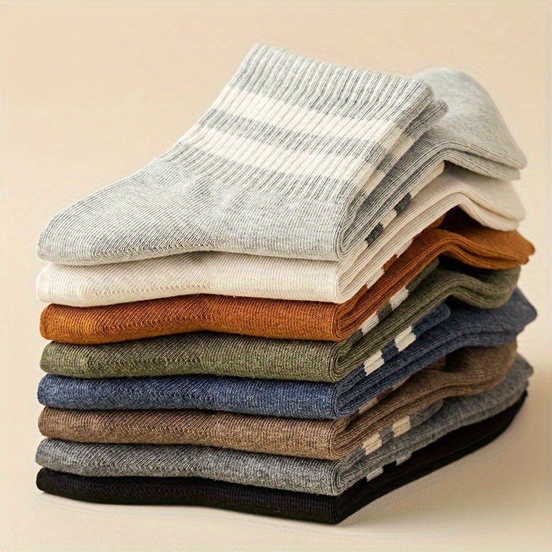 Мужские винтажные полосатые носки до щиколотки, 95% хлопок, дышащие, повседневные, спортивные, упаковка из 5