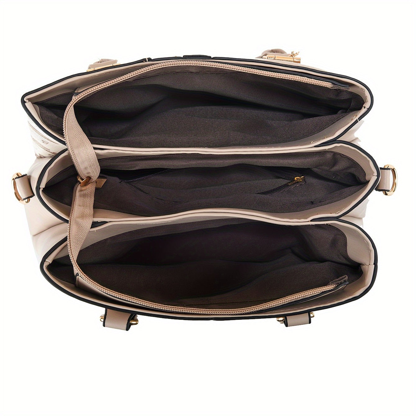 Стильная сумка-тоут с цветочным принтом для женщин с 3-слойным дизайном, карманами, застежкой на молнии и прочным PU-материалом в цветах хаки, кремовом, зеленом, синем, черном.