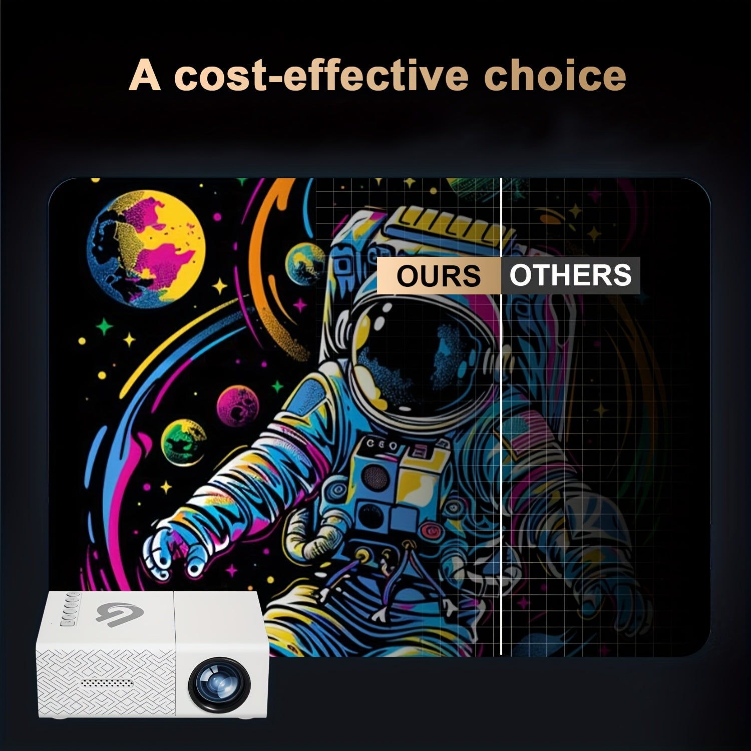 Портативный мини LED-проектор с фокусным пультом, совместим с смартфонами