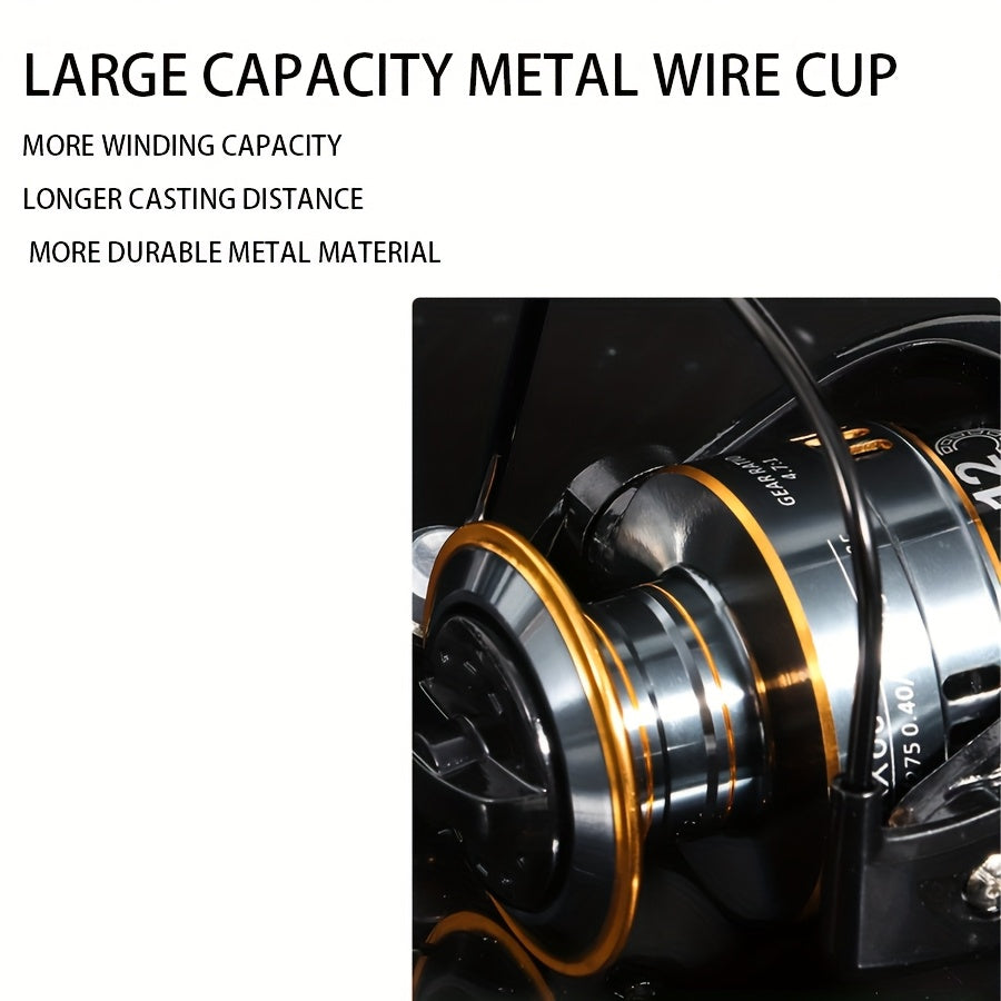 Stainless Steel Fishing Reel for Long-Distance Casting Spinning Ambidextrous Nylon Mixed Color