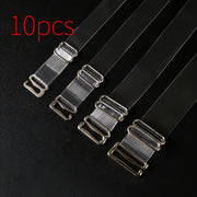 10 Transparent Shoulder Straps with Metal Buckles for Women's Lingerie Set of 10