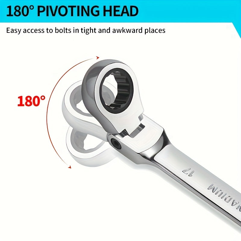 Гибкий головной трещоточный ключ из прочного металла, ручной инструмент для ремонта автомобилей, мотоциклов, велосипедов