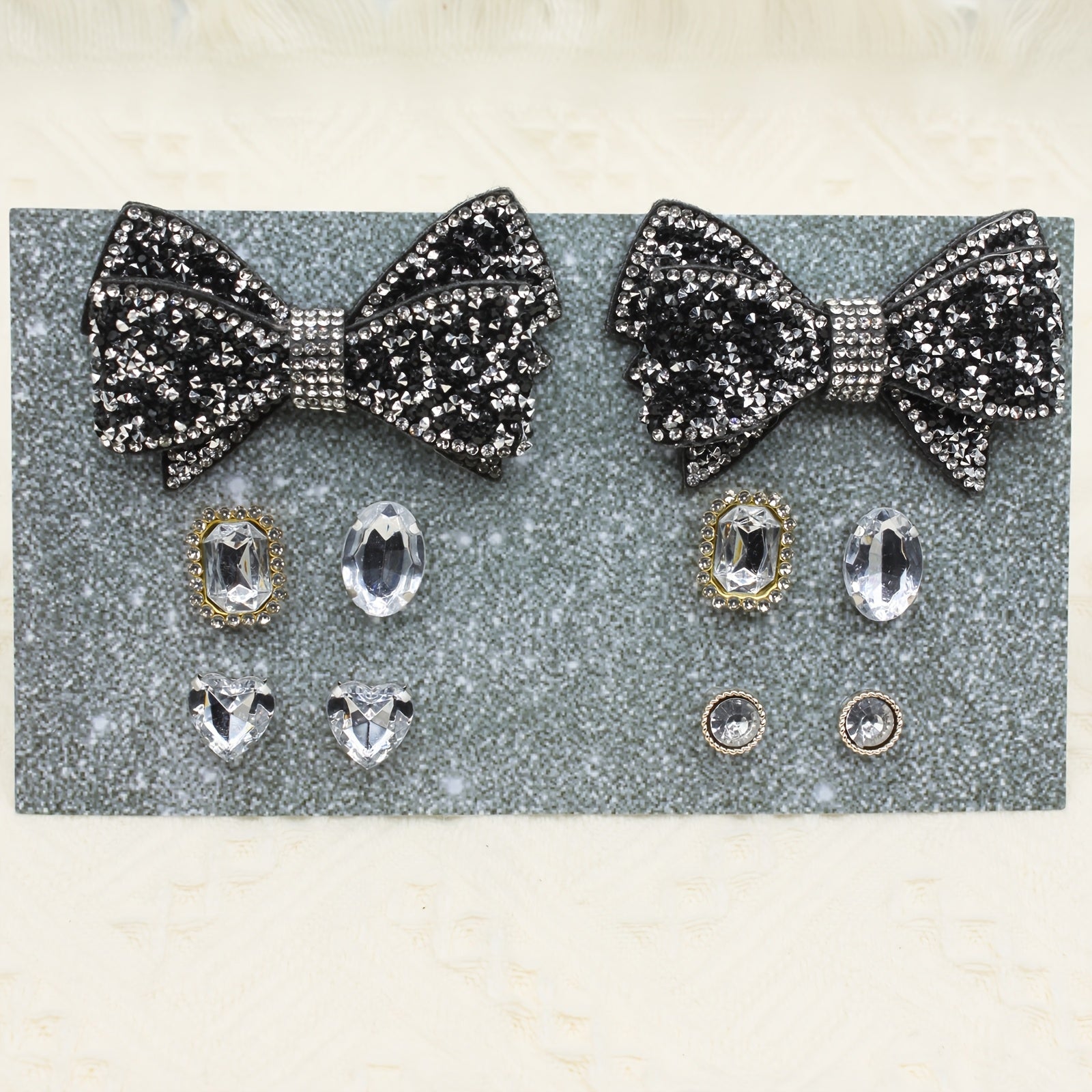 Women Shoe Charms Set With Rhinestone Bows, ABS Material Shoe Decorations