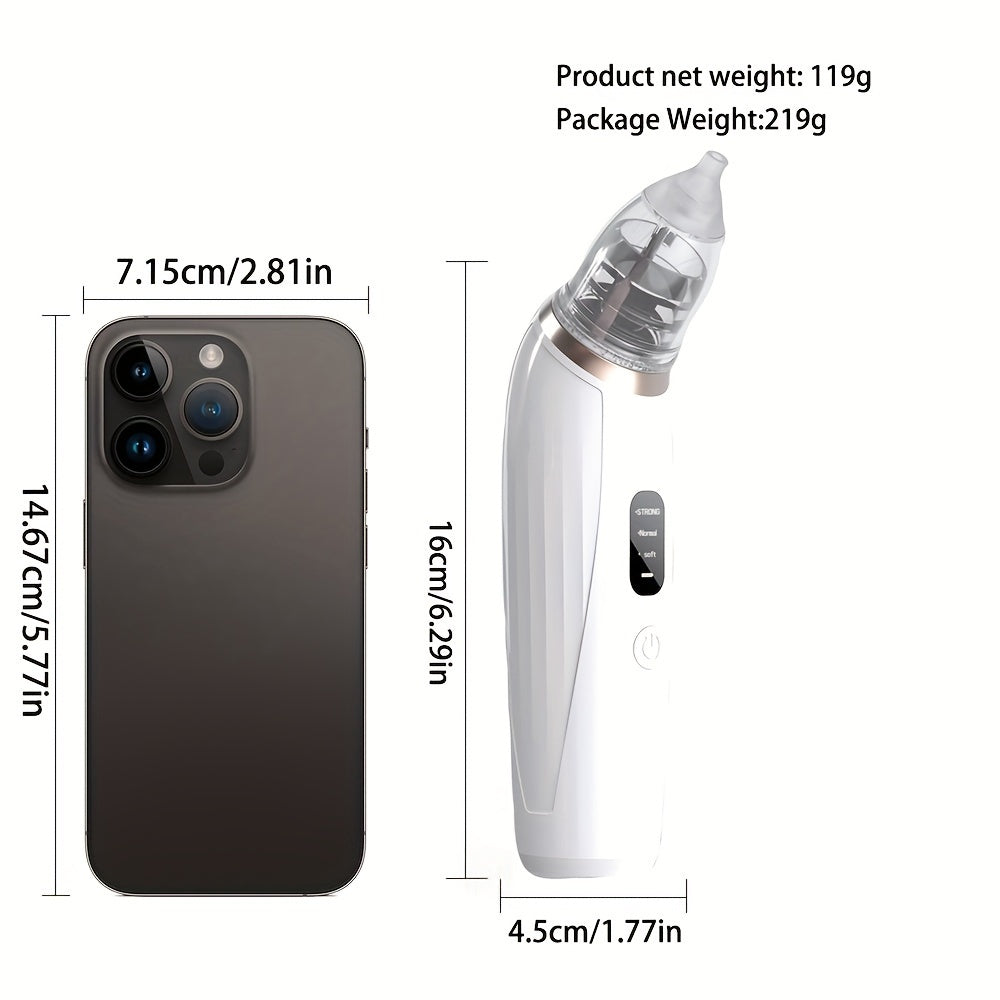 Portativ dizaynga ega, uch tezlikda sozlanadigan, jim ishlaydigan, orqaga oqimni simulyatsiya qiluvchi xususiyatga ega elektr burun aspiratori va 2 xil silikon boshlar bilan birga.