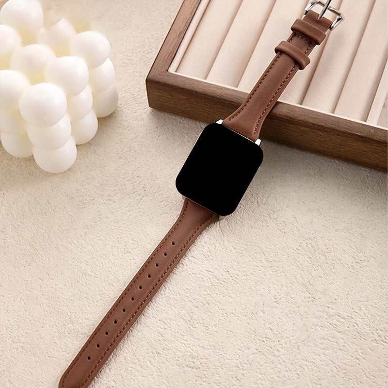 Faux Leather Smartwatch Band for Apple Watch Series 1-9 SE Ultra 38mm-49mm Adjustable