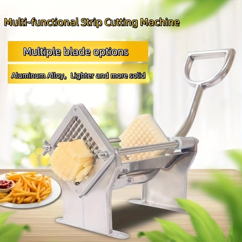 Commercial Aluminum French Fry Cutter with Stainless Steel Blades, Multi-Function Potato Slicer