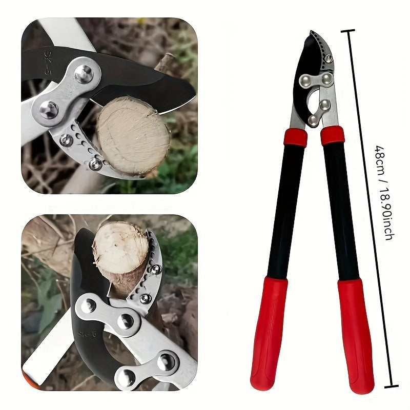 Heavy-Duty Garden Pruning Shears with Long Alloy Steel Blade and Orange Handles