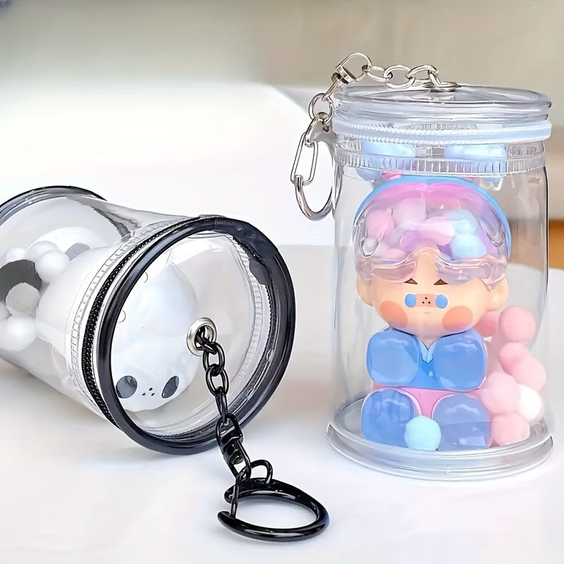Transparent Hanging Doll Display Bag with Bubble Mart Mystery Box Design