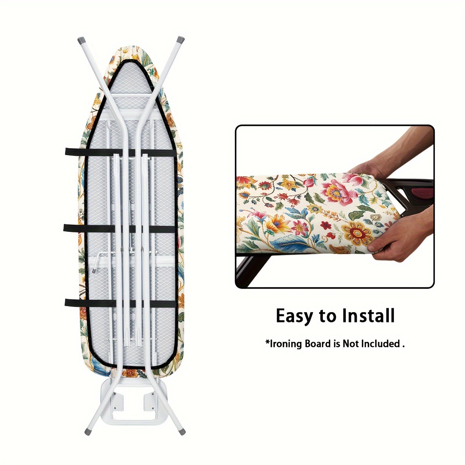 Retro Floral Ironing Board Cover with Stretchable Edge Dust-Resistant Replacement