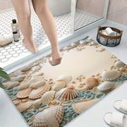 Ocean Coastal Bathroom Rug Non-Slip Floor Mat Washable Small Shower Carpet Nautical Beach Style