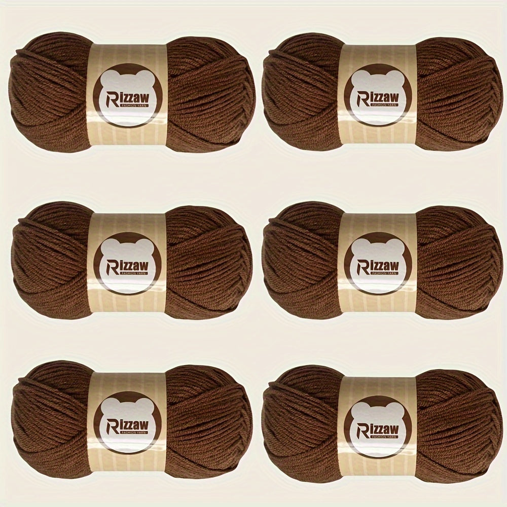 6 Pieces of 50g Soft Acrylic Yarn for Crocheting and Knitting, Assorted Colors