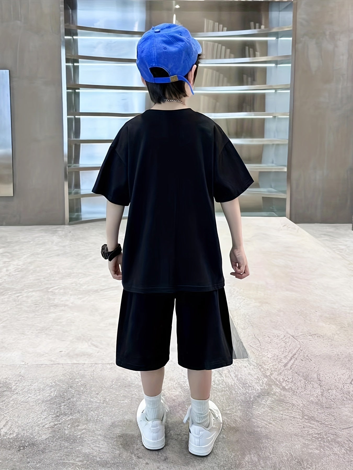 Boys' 2-Piece Cotton Short Sleeve T-Shirt and Shorts Set for Medium and Large Kids