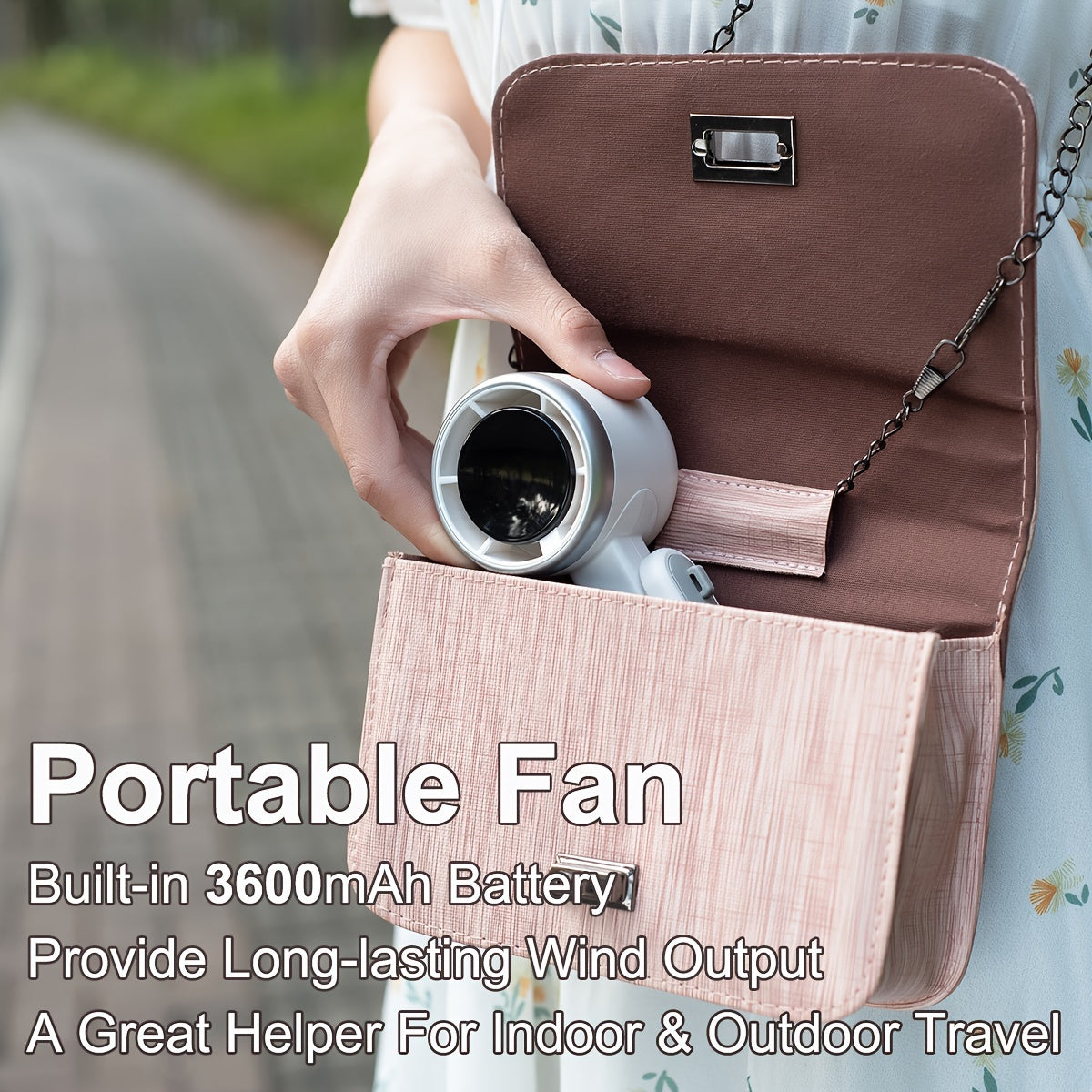 Portable Handheld Fan with Digital Display 5-Speed Rechargeable Battery Indoor Outdoor