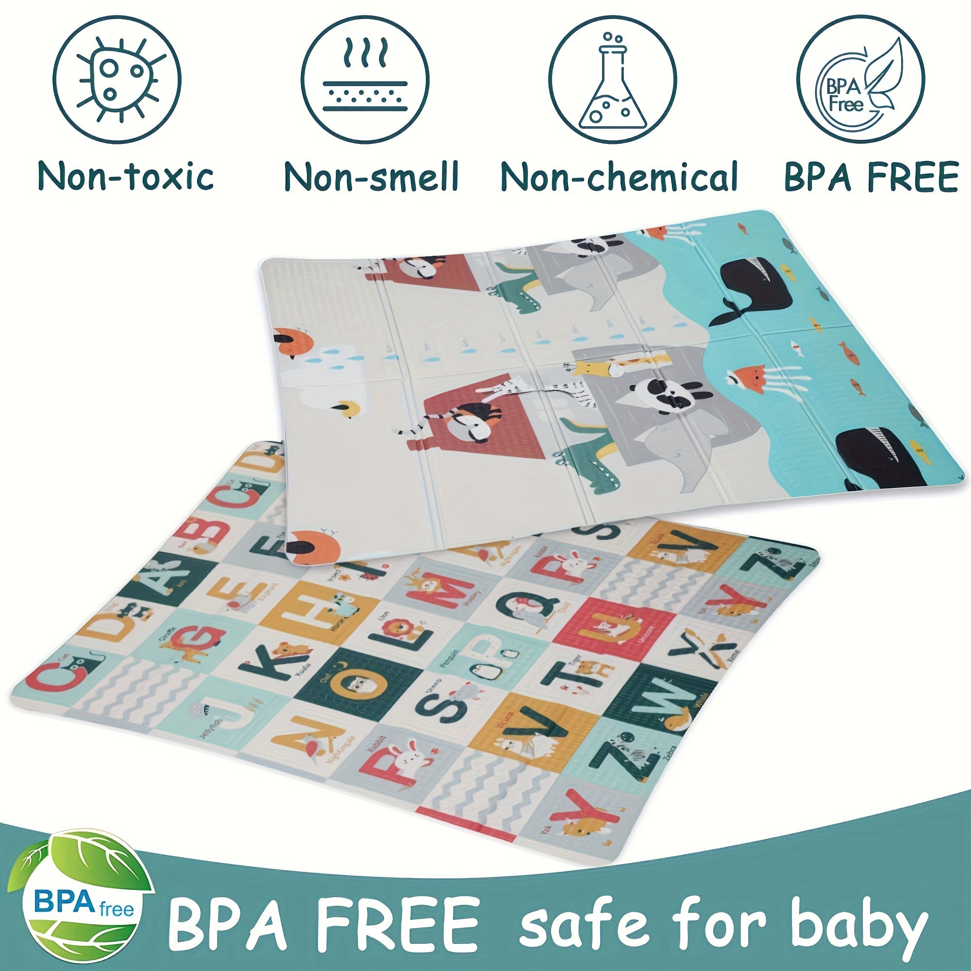 Large Reversible Baby Play Mat 180cm x 150cm Waterproof Non-Toxic Foam Educational
