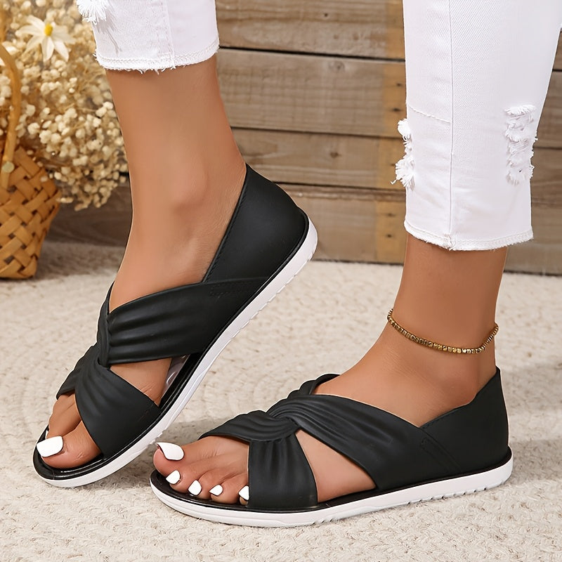 Women's Beige EVA Slide Sandals Casual Open Toe Flat Heel Summer Footwear