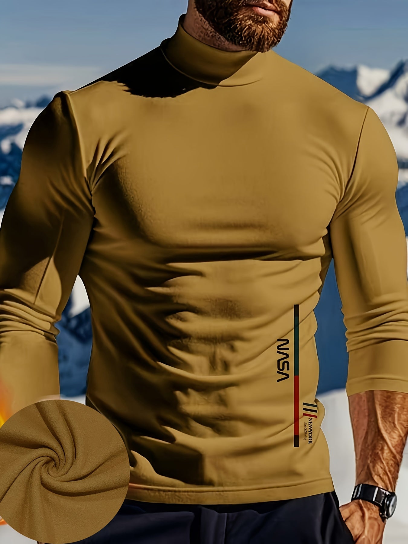 Thermal Top for Men Long Sleeve High Neck Stretch Fit Fall Winter