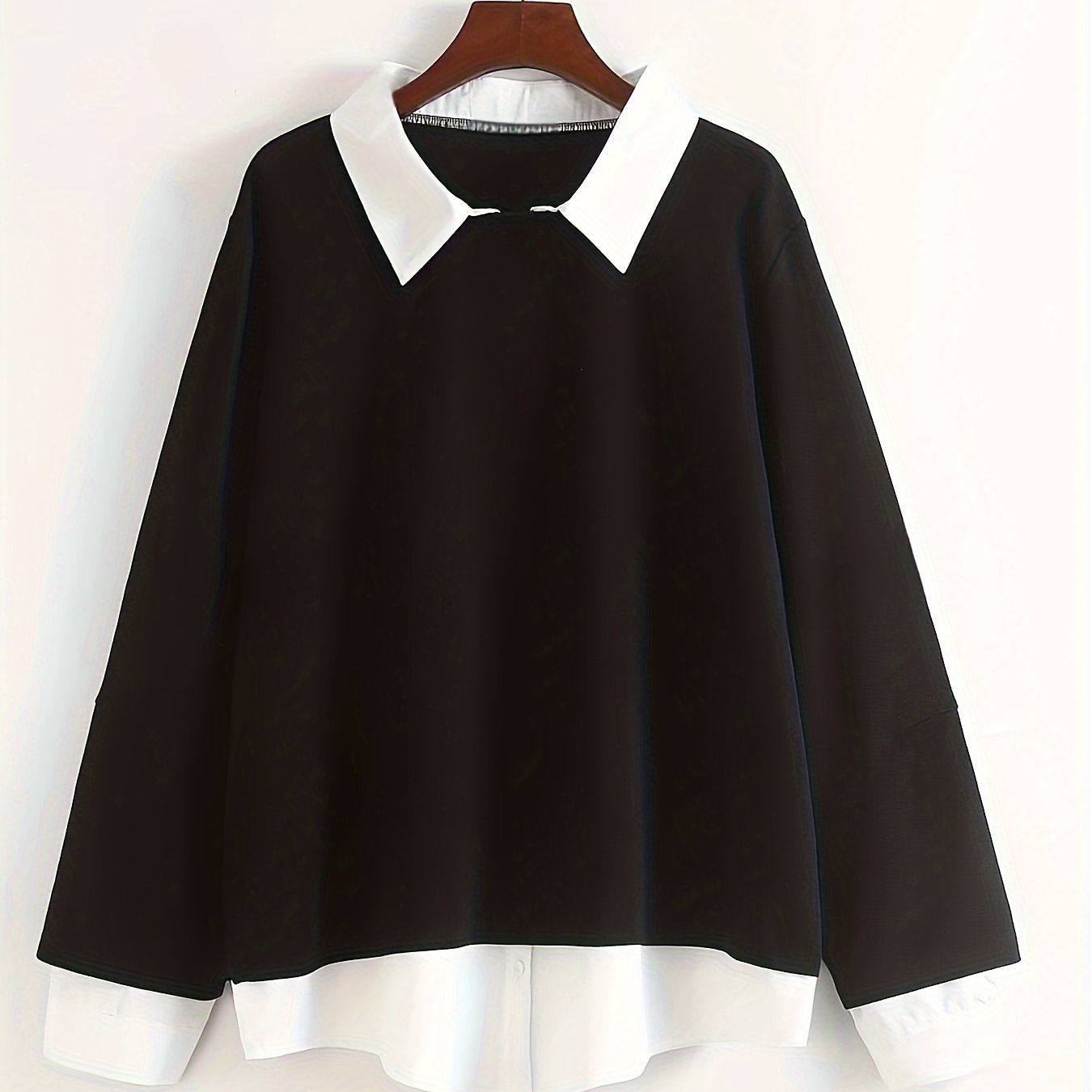 Rang blokli svitshot, yelka bilan, uzun qoʻl, polyester aralashma, kuz-qish