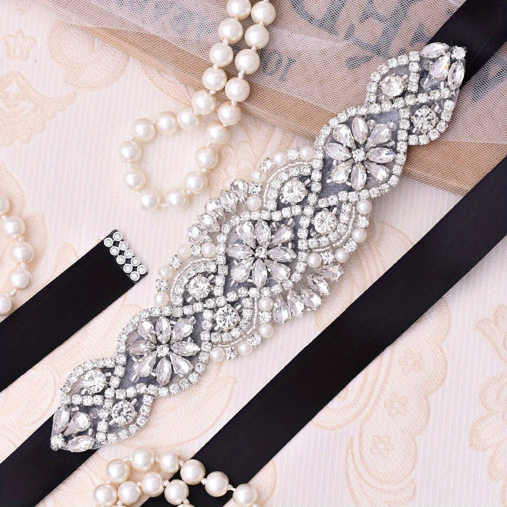 High-End Wedding Sash with Rhinestones for Bridal Dress and Ball Gown