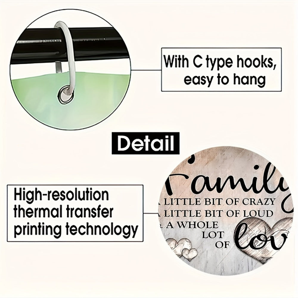 Bathroom Decor Set Includes 4 Pieces Water-Resistant Polyester Non-Slip Mat Rug Toilet Lid Cover and Hooks