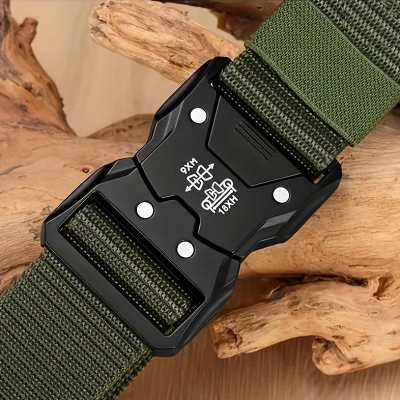 Black Canvas Belt for Men Adjustable One Size Embossed Detail for Casual Jeans and Outdoor Sports