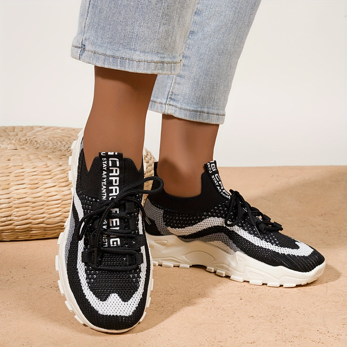 Women's Mesh Platform Sneakers Casual Low Top Tennis Shoes Plus Size