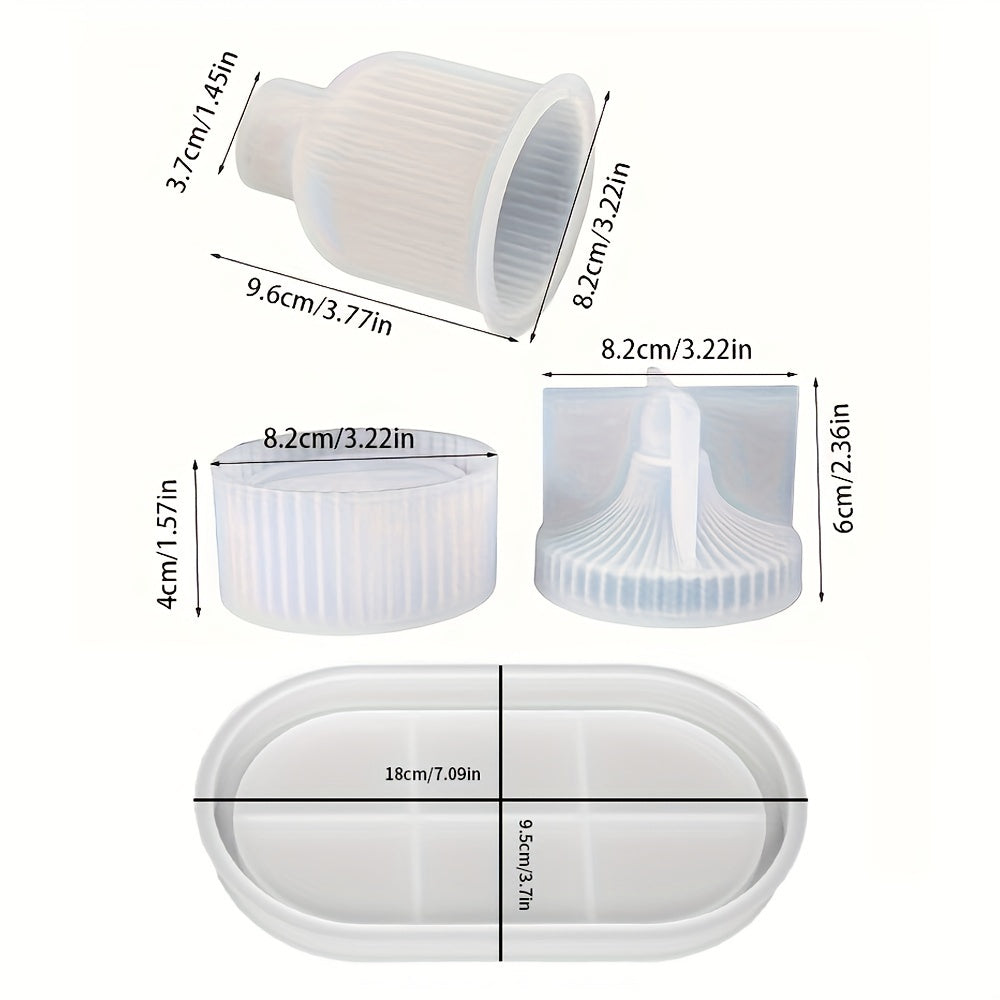 Set of 3 Oval Silicone Moulds for Trays Vases Jars DIY Resin Concrete Crafts