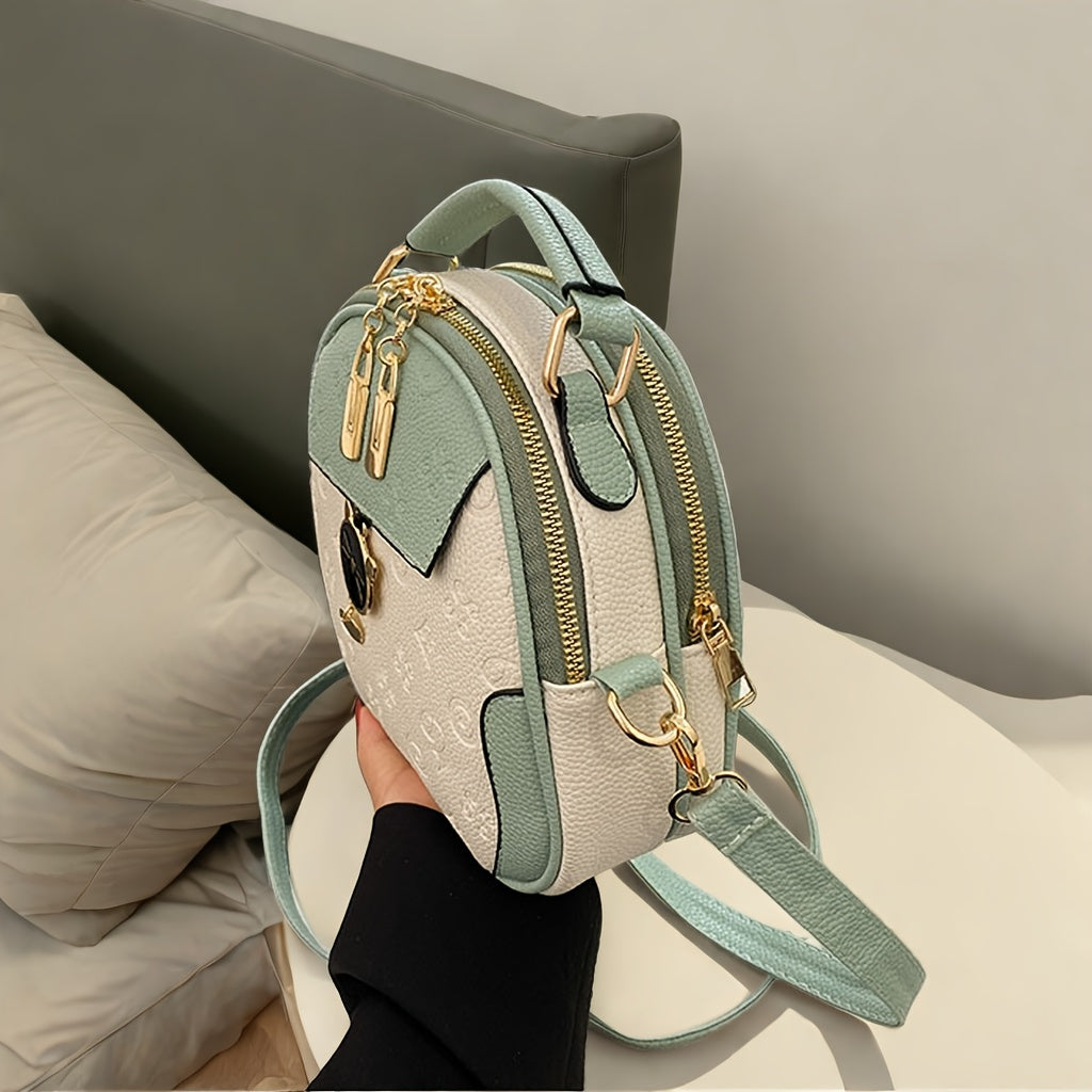 Ayollar uchun qora doira shaklidagi crossbody sumka, sozlanadigan kamar va zip yopilishi bilan