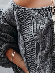 Plus Size Women's Off-The-Shoulder Sweater Soft Grey Fall Winter Casual Formal