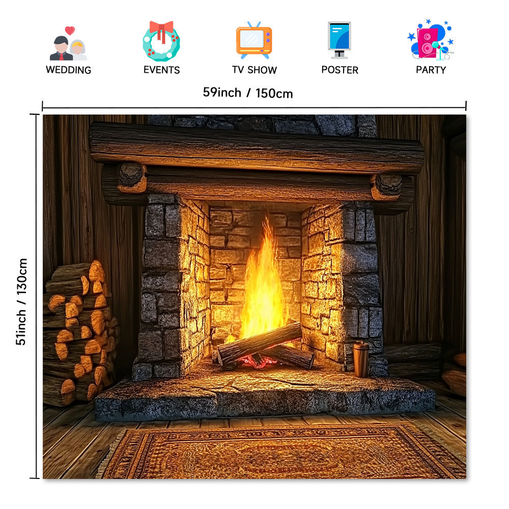 Многофункциональный фон из пламени камина для праздничных фотографий и мероприятий