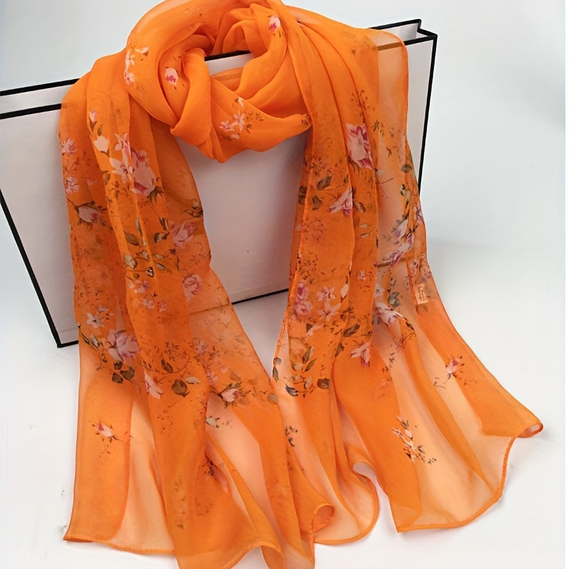 Floral Scarf for Women Lightweight Breathable Sun Protection Decorative Accessory