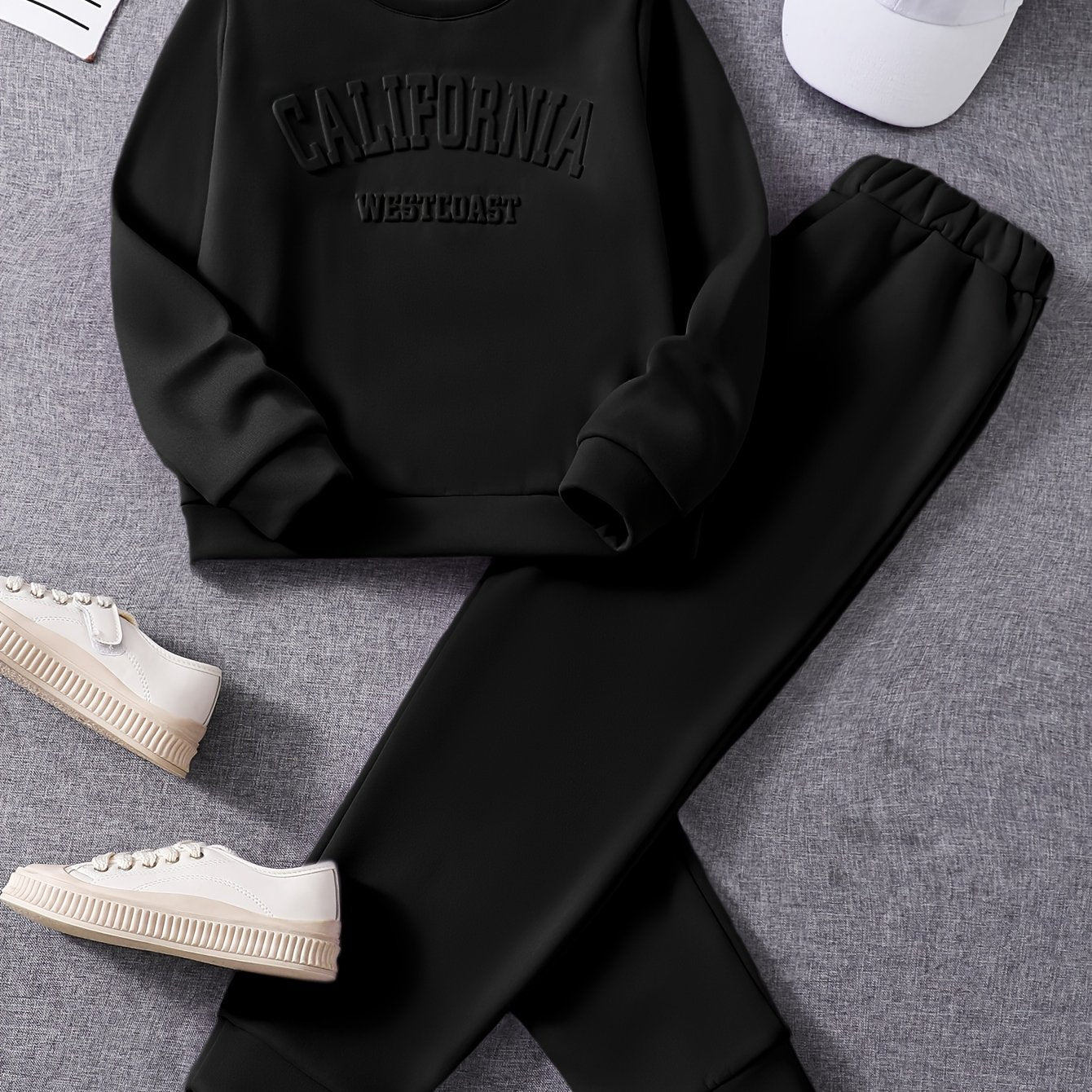 Yoz va kuzda tashqi kiyim uchun qizlar uchun CALIFORNIA WESTCOAST print dizaynidagi ikki dona kiyim, sovg'a sifatida ajoyib.