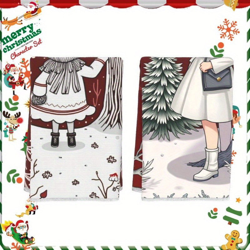 Christmas Kitchen Towels Set 18x66cm Soft Merry Christmas Decor