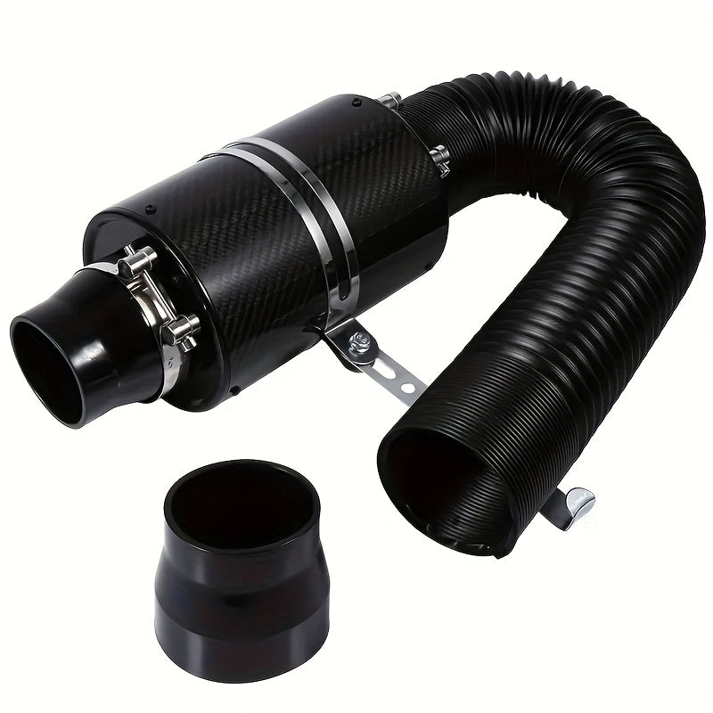 Universal Carbon Fibre Cold Air Intake Kit for Cars, 3-Inch Hose Adapter