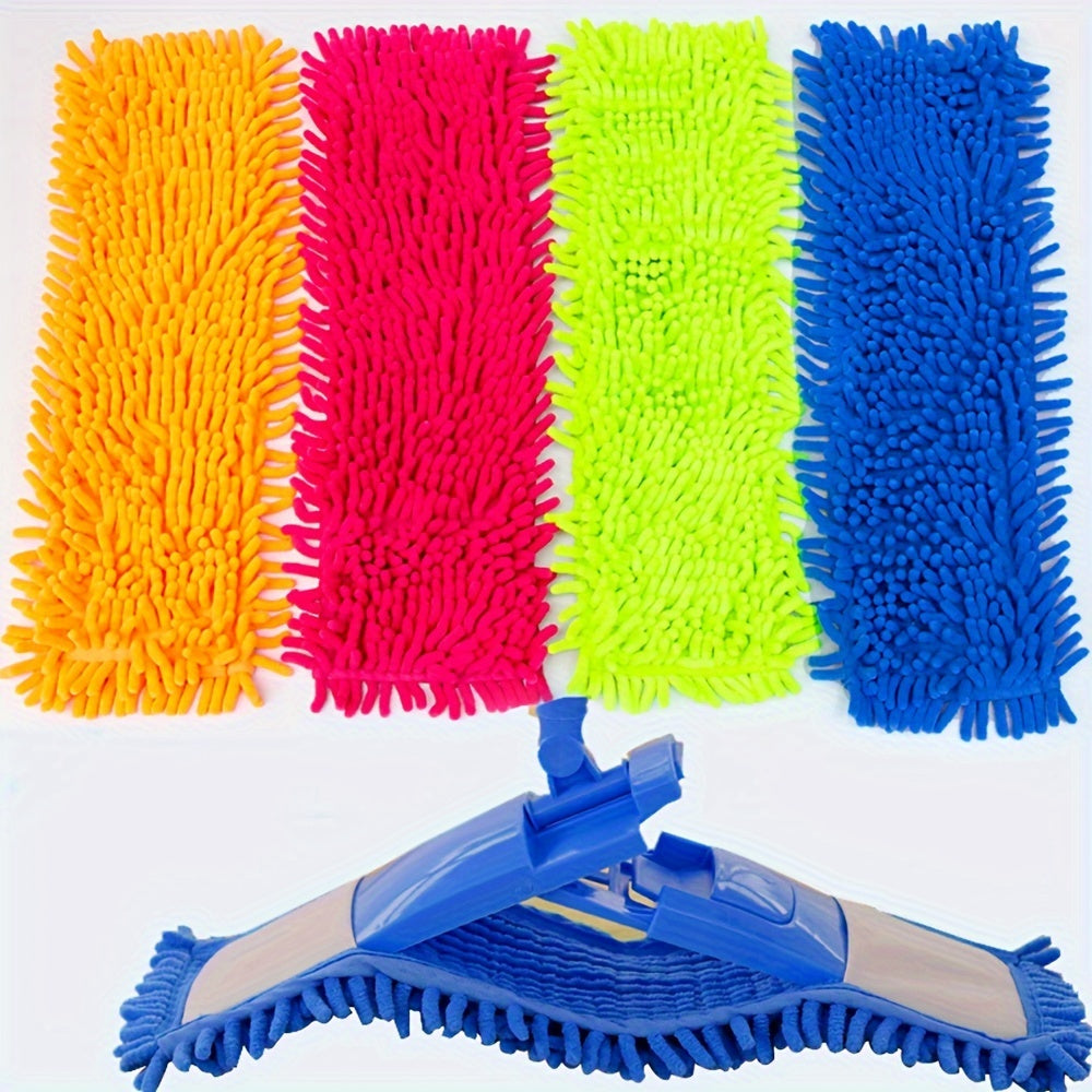 Uy tozalash uchun almashtirish matosi bilan 4 rangdagi Chenille Flat Mop Heads