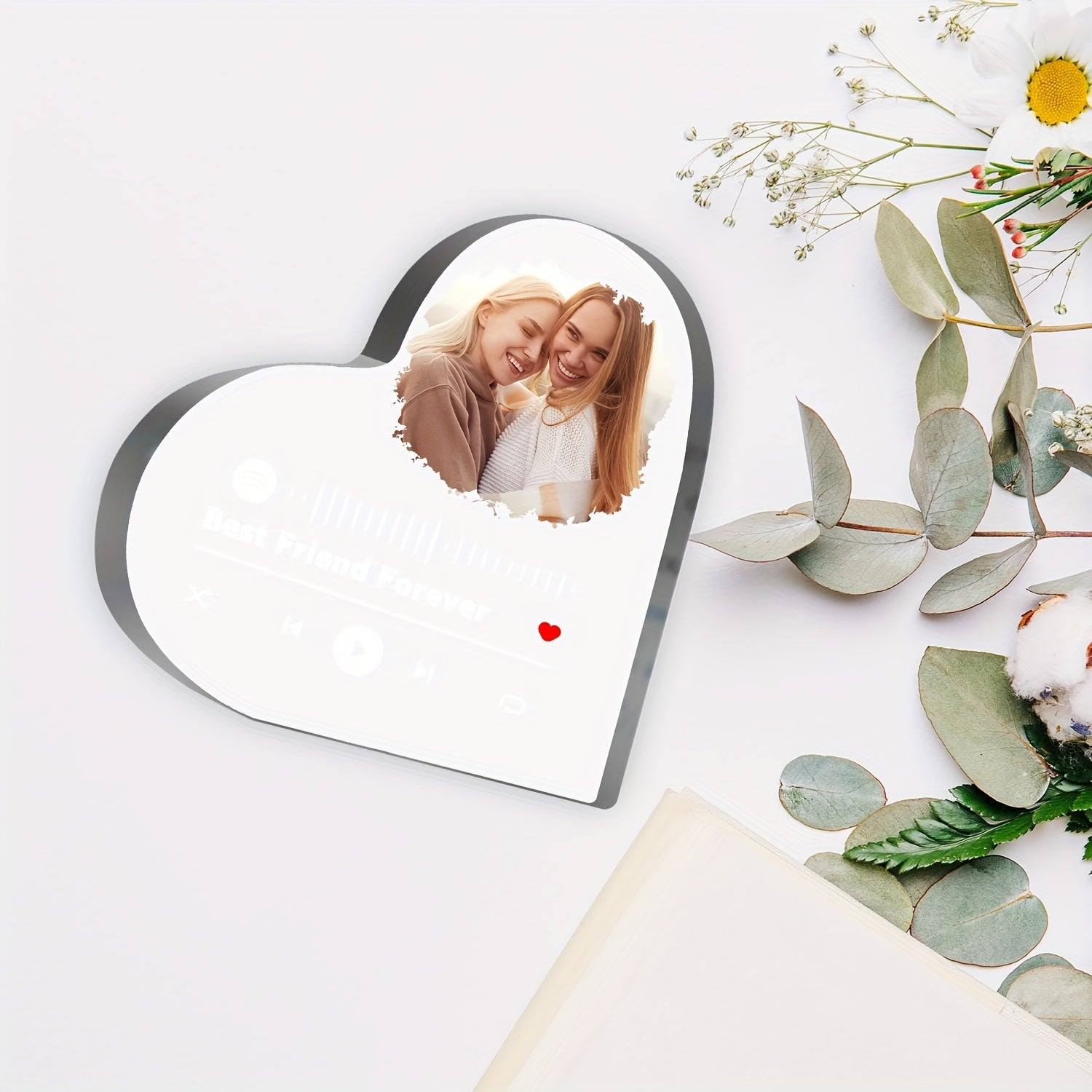 Personalized Acrylic Heart Photo Frame Custom Friendship Gift Indoor Outdoor Decor