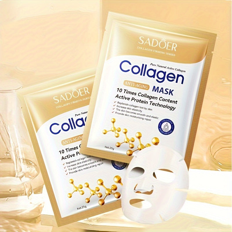 10-Pack Collagen Facial Masks for All Skin Types Moisturizing and Firming