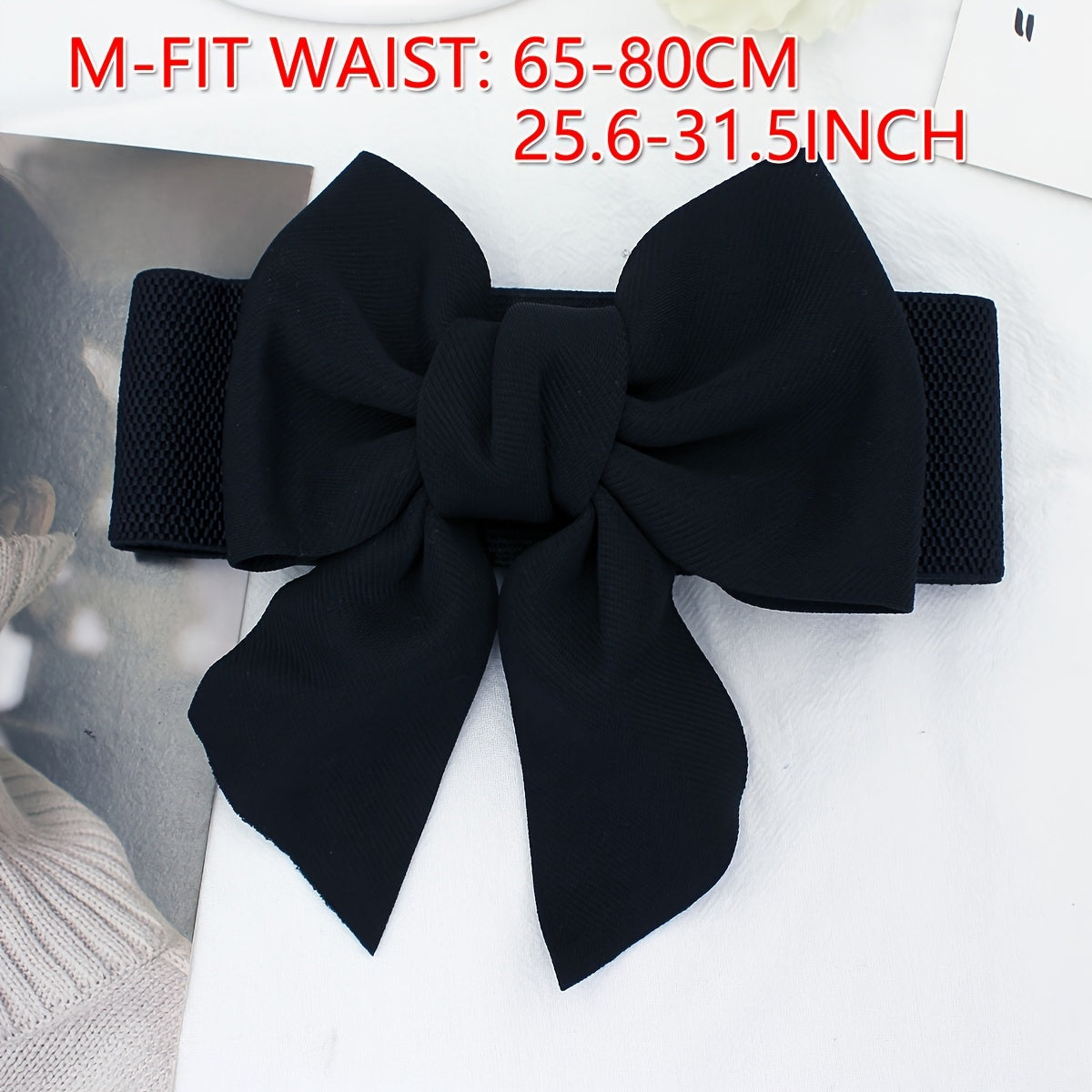 Wide Elastic Waist Belt for Women with Bowknot Detail Dress Girdle