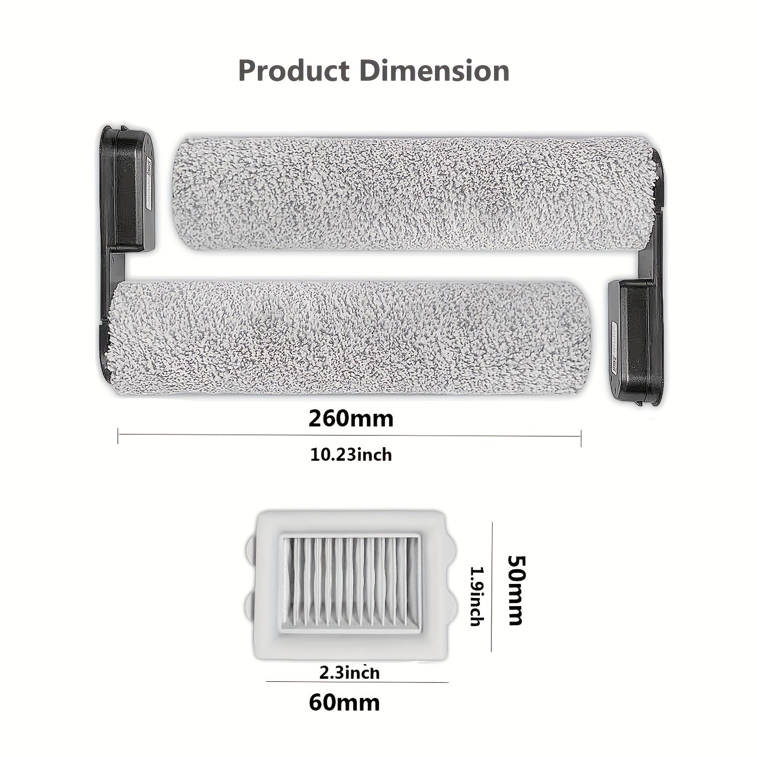 6 dona vakuum tozalash uchun almashtirish to'plami, rulonli cho'tkalar va HEPA filtrlari bilan, qo'lda ishlaydigan simsiz vakumlar uchun